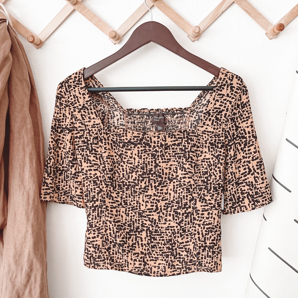 Nordstrom Free Press Animal Print Square Neck Top